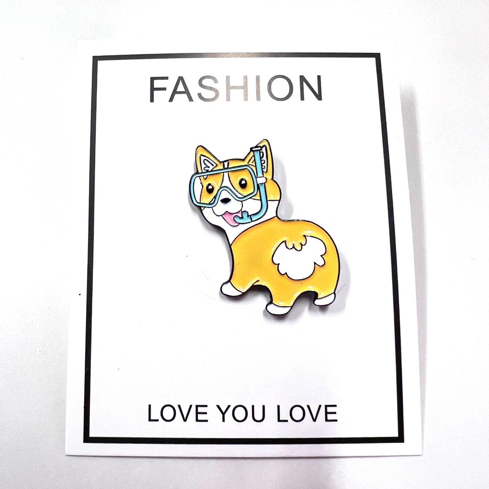 Corgi Dog with Diving Goggles Enamel Pin